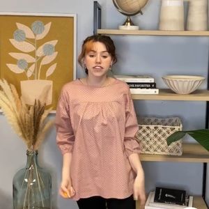 NWT | Classy Blush Polka Dot Bubble Sleeve Blouse Top